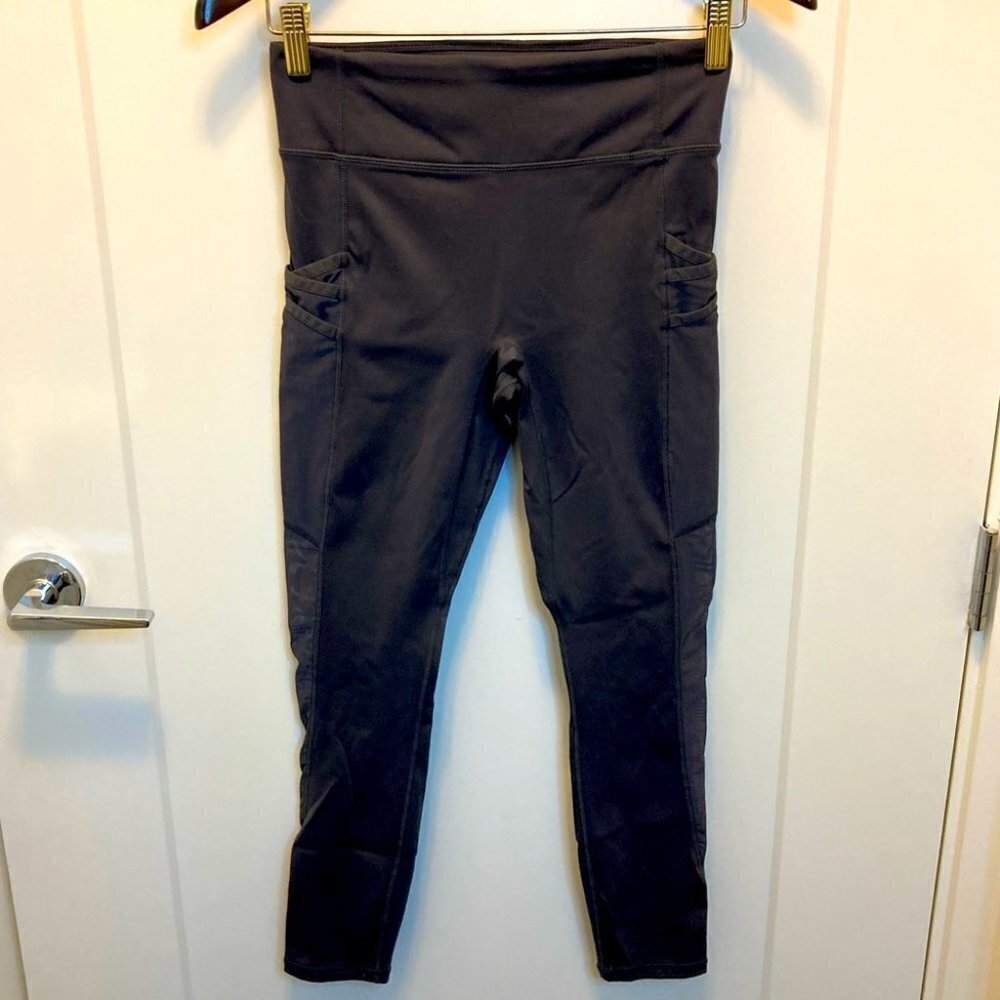 FABLETICS Sz M Motion 365 Grey Leggings Tights w/  Mesh